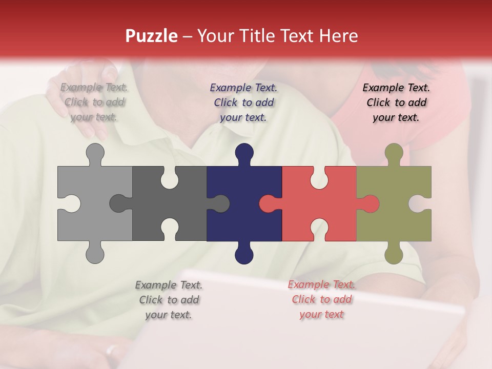 Couple In Living Room With Laptop Smiling PowerPoint Template