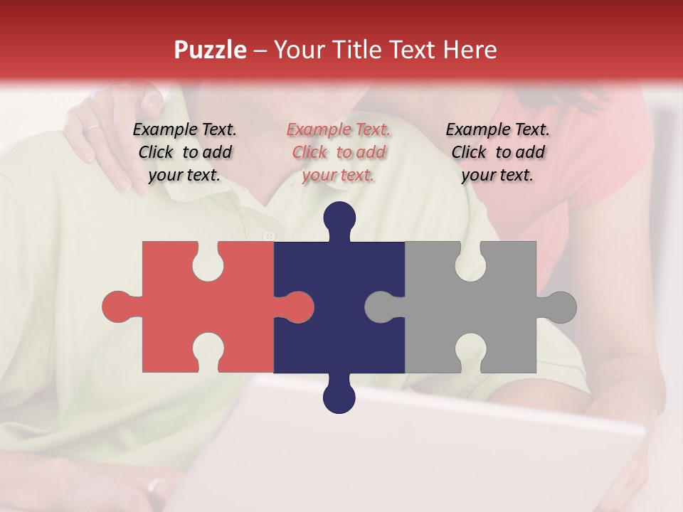 Couple In Living Room With Laptop Smiling PowerPoint Template