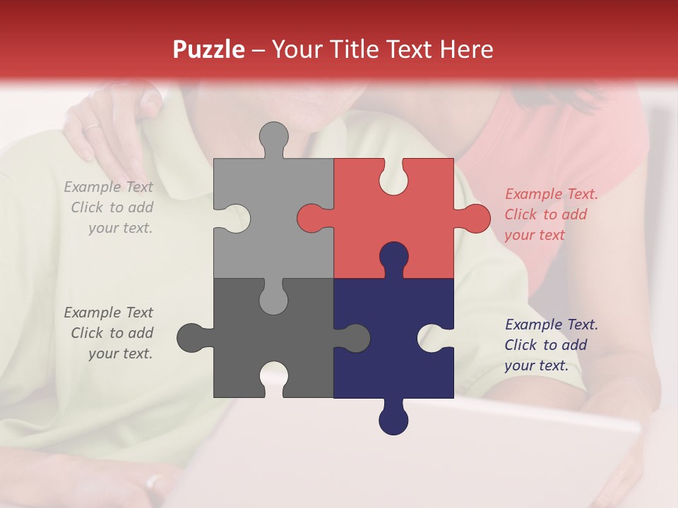 Couple In Living Room With Laptop Smiling PowerPoint Template