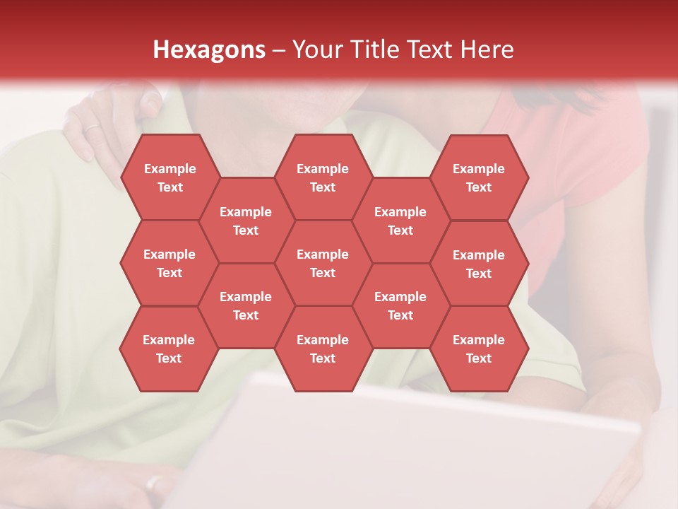 Couple In Living Room With Laptop Smiling PowerPoint Template