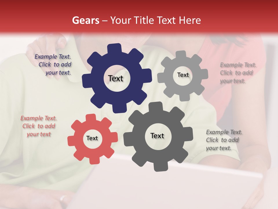 Couple In Living Room With Laptop Smiling PowerPoint Template