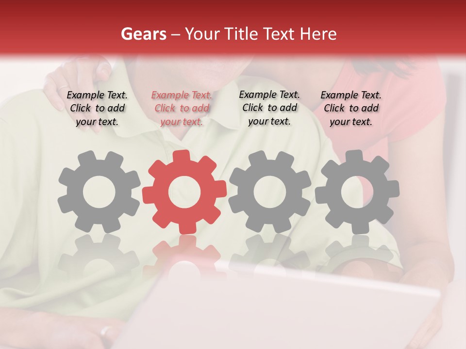 Couple In Living Room With Laptop Smiling PowerPoint Template