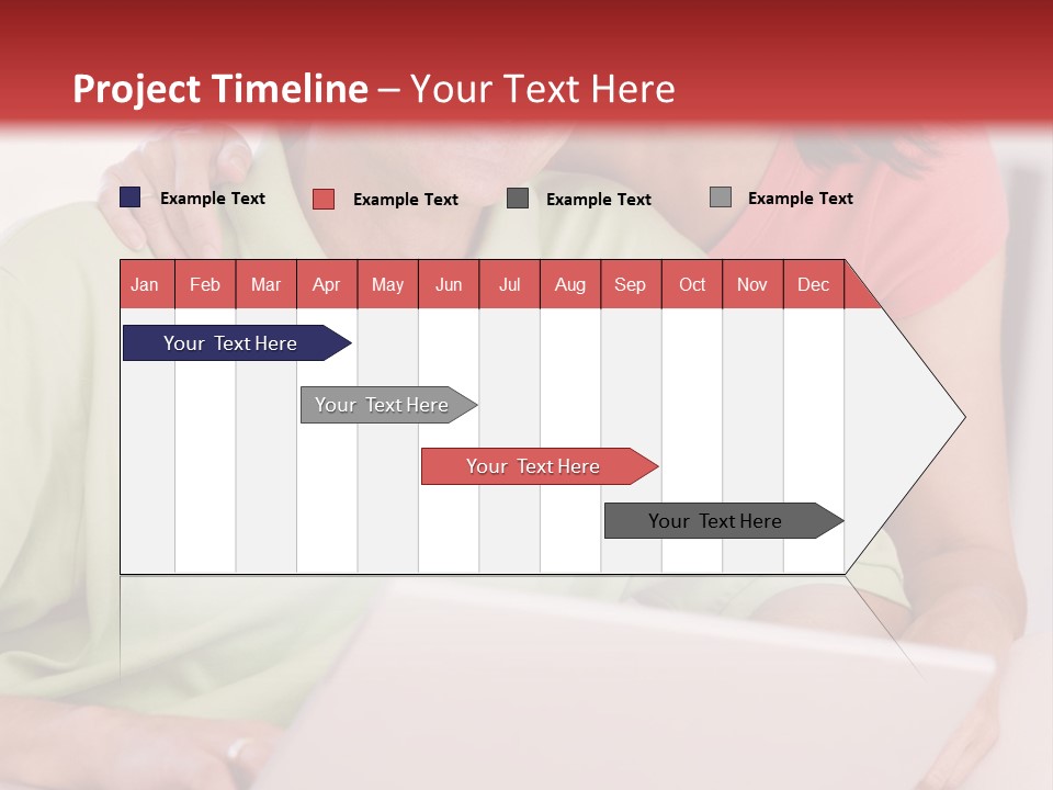 Couple In Living Room With Laptop Smiling PowerPoint Template