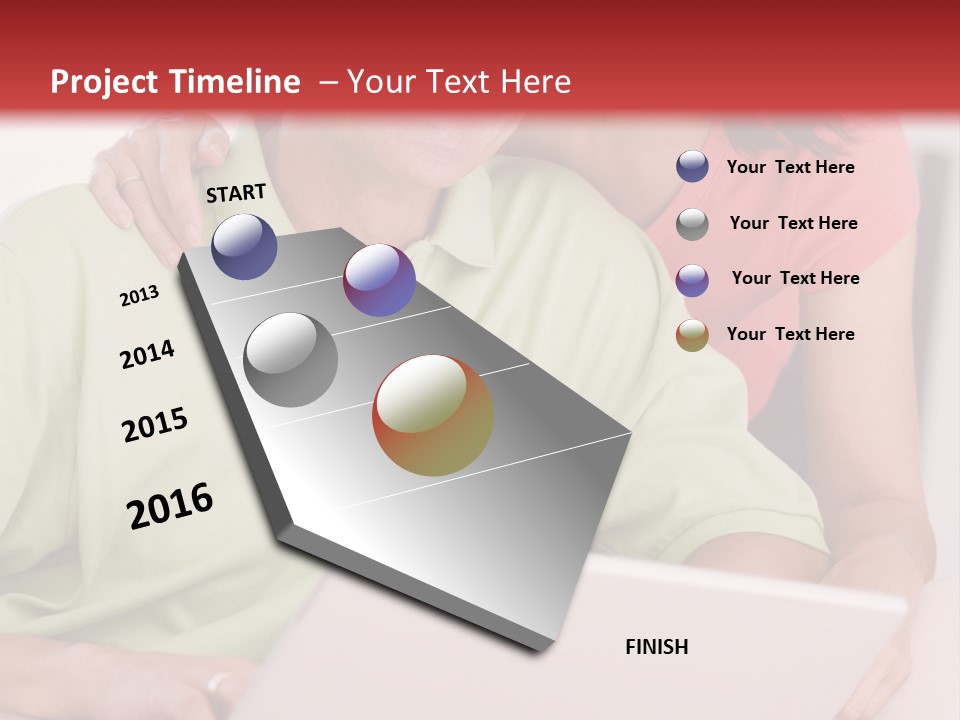 Couple In Living Room With Laptop Smiling PowerPoint Template