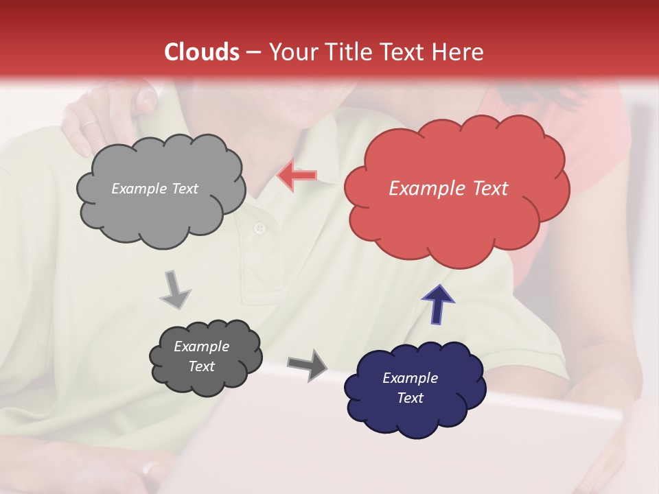 Couple In Living Room With Laptop Smiling PowerPoint Template