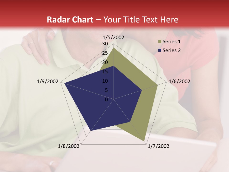 Couple In Living Room With Laptop Smiling PowerPoint Template