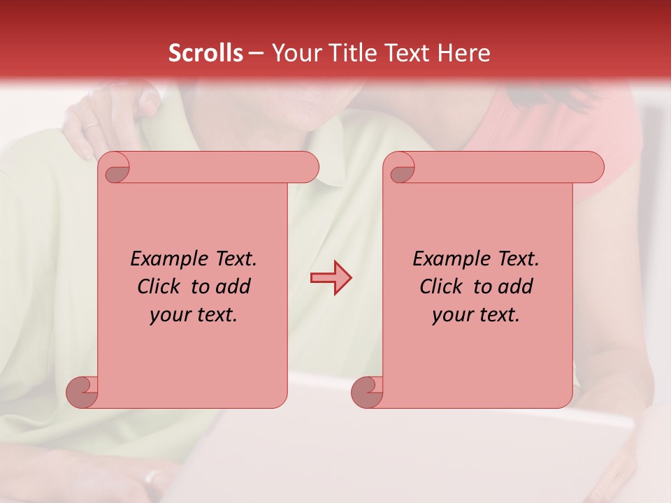 Couple In Living Room With Laptop Smiling PowerPoint Template