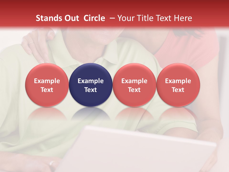 Couple In Living Room With Laptop Smiling PowerPoint Template