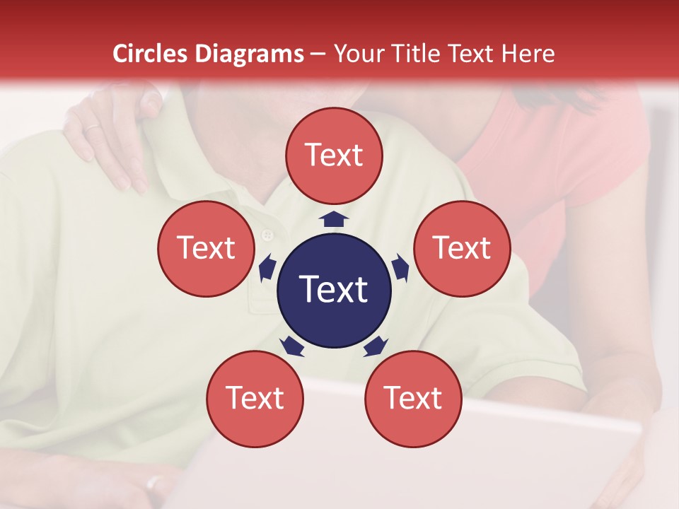 Couple In Living Room With Laptop Smiling PowerPoint Template