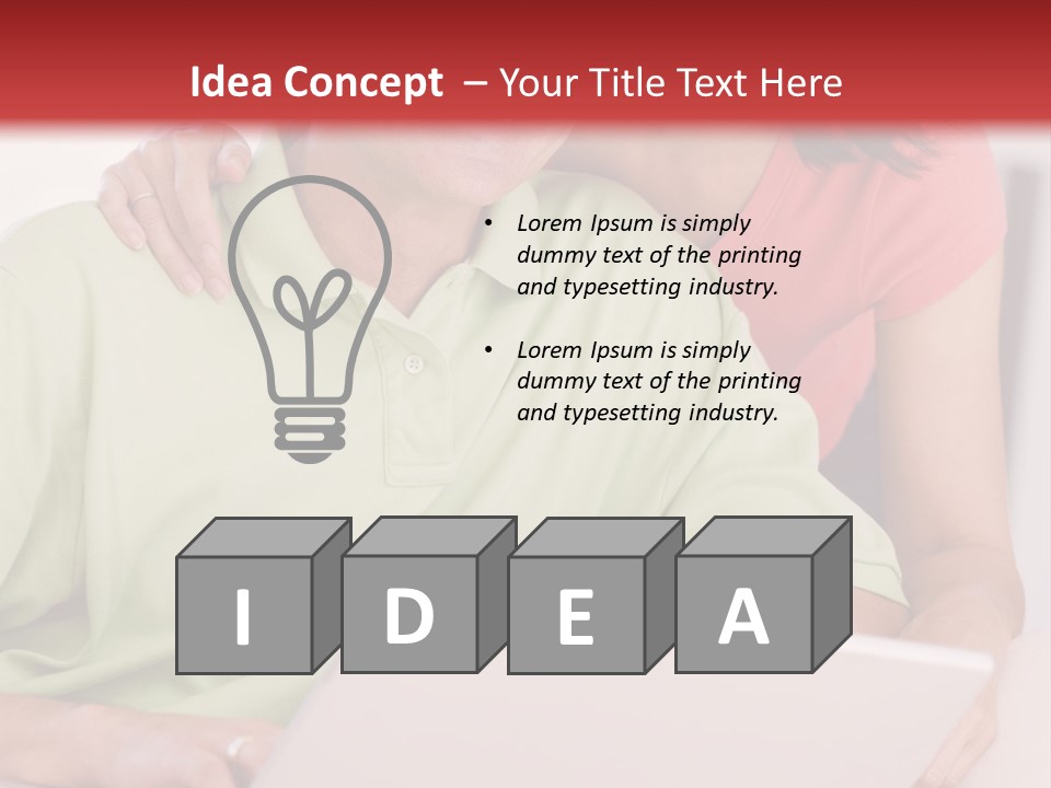 Couple In Living Room With Laptop Smiling PowerPoint Template