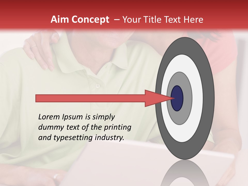 Couple In Living Room With Laptop Smiling PowerPoint Template