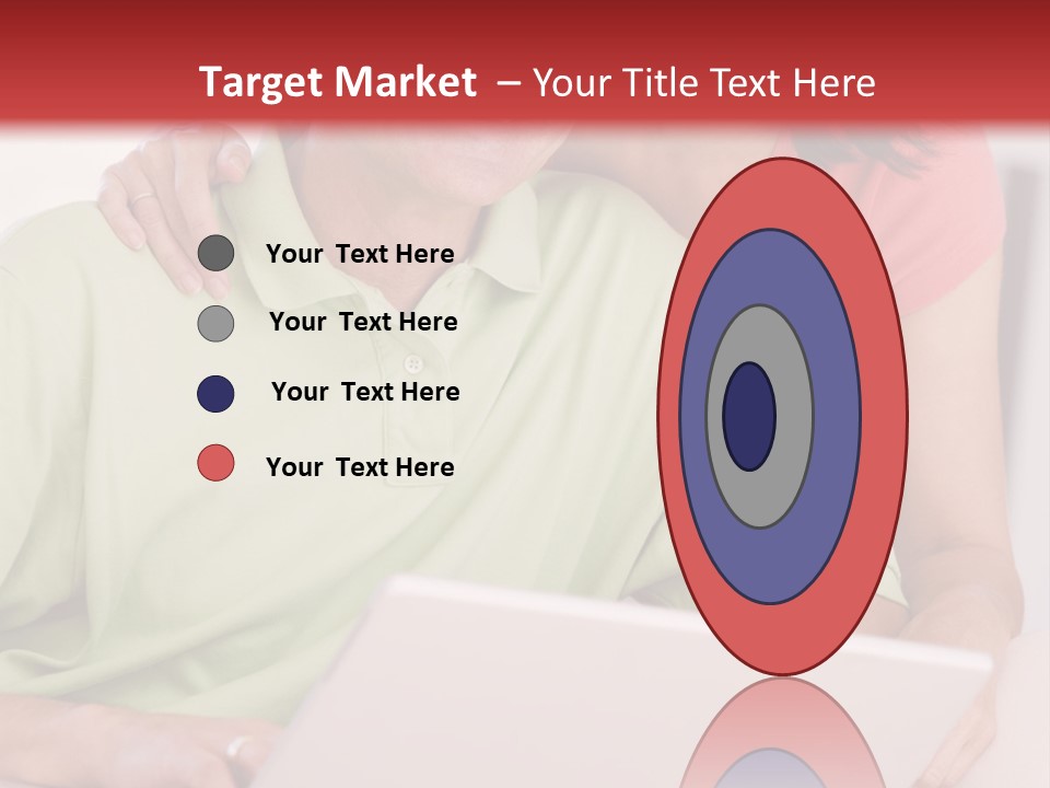 Couple In Living Room With Laptop Smiling PowerPoint Template