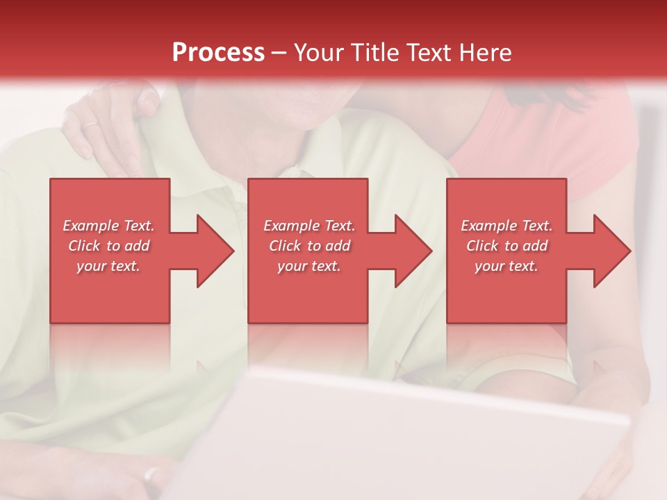 Couple In Living Room With Laptop Smiling PowerPoint Template