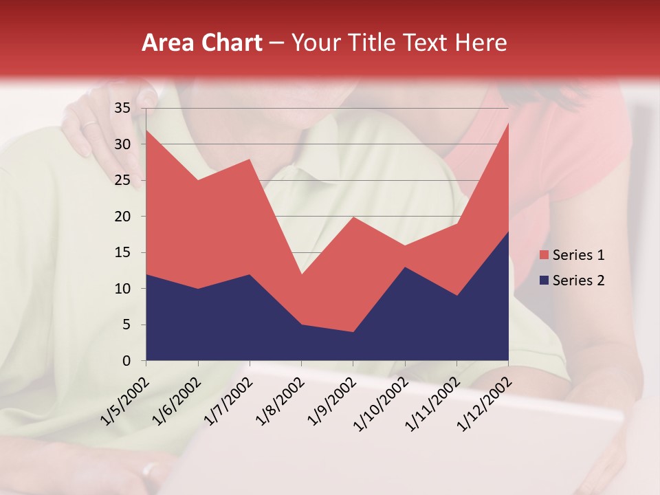 Couple In Living Room With Laptop Smiling PowerPoint Template