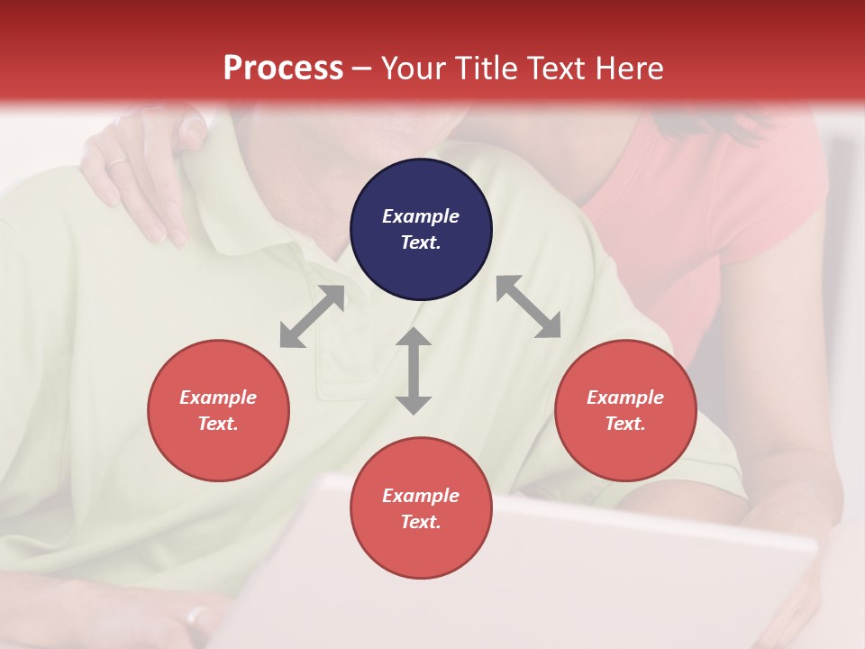 Couple In Living Room With Laptop Smiling PowerPoint Template
