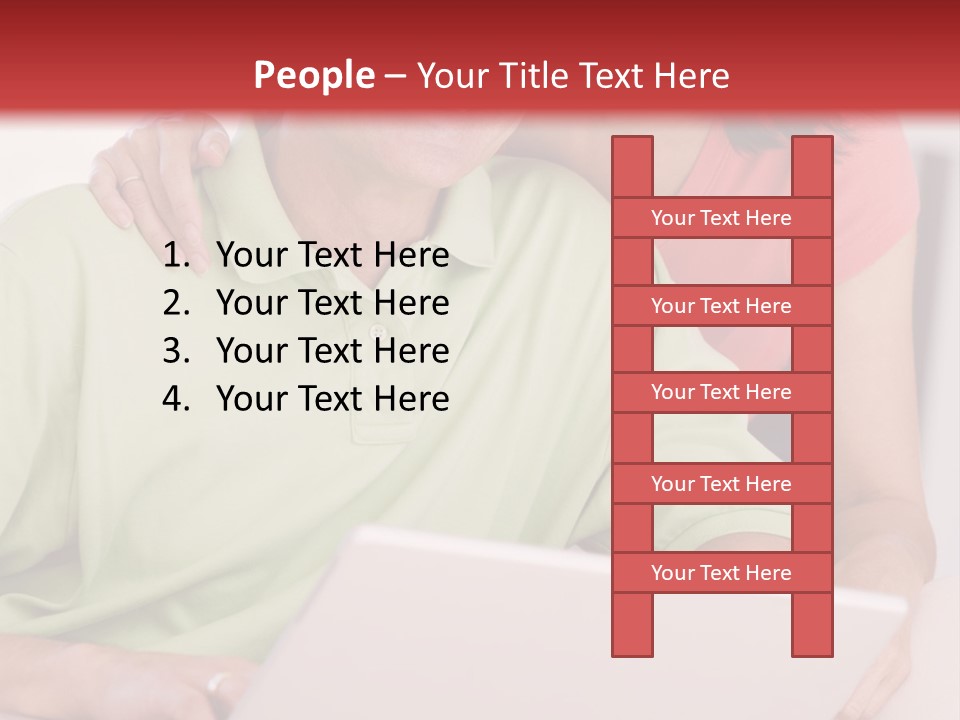 Couple In Living Room With Laptop Smiling PowerPoint Template