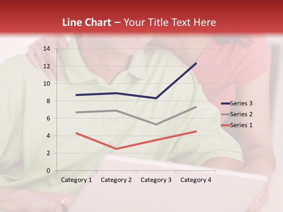 Couple In Living Room With Laptop Smiling PowerPoint Template