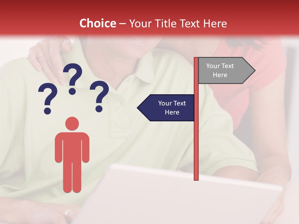 Couple In Living Room With Laptop Smiling PowerPoint Template