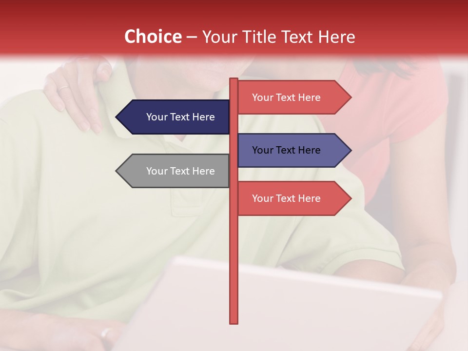 Couple In Living Room With Laptop Smiling PowerPoint Template