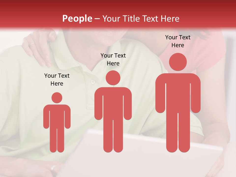 Couple In Living Room With Laptop Smiling PowerPoint Template