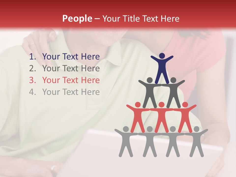 Couple In Living Room With Laptop Smiling PowerPoint Template