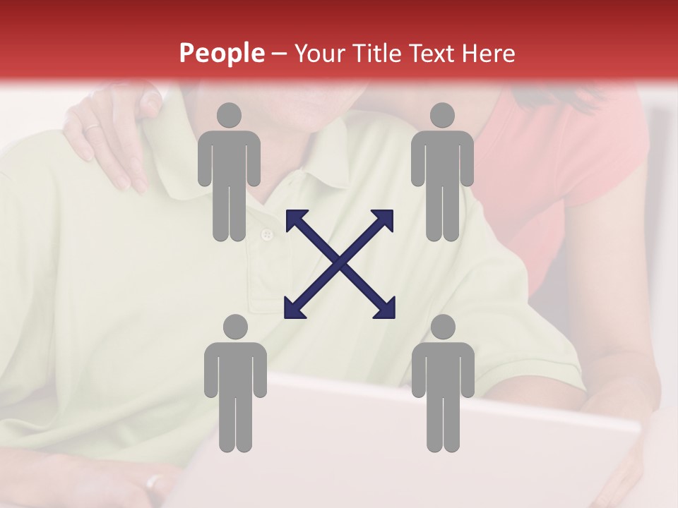 Couple In Living Room With Laptop Smiling PowerPoint Template