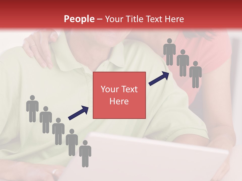 Couple In Living Room With Laptop Smiling PowerPoint Template