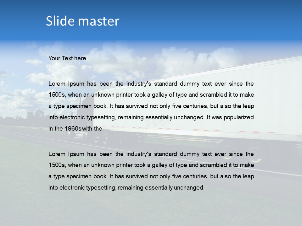 Fast Moving Truck On Highway, Blurred Because Of Motion PowerPoint Template