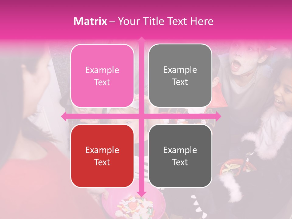 Six Children In Costumes Trick Or Treating At Woman's House PowerPoint Template