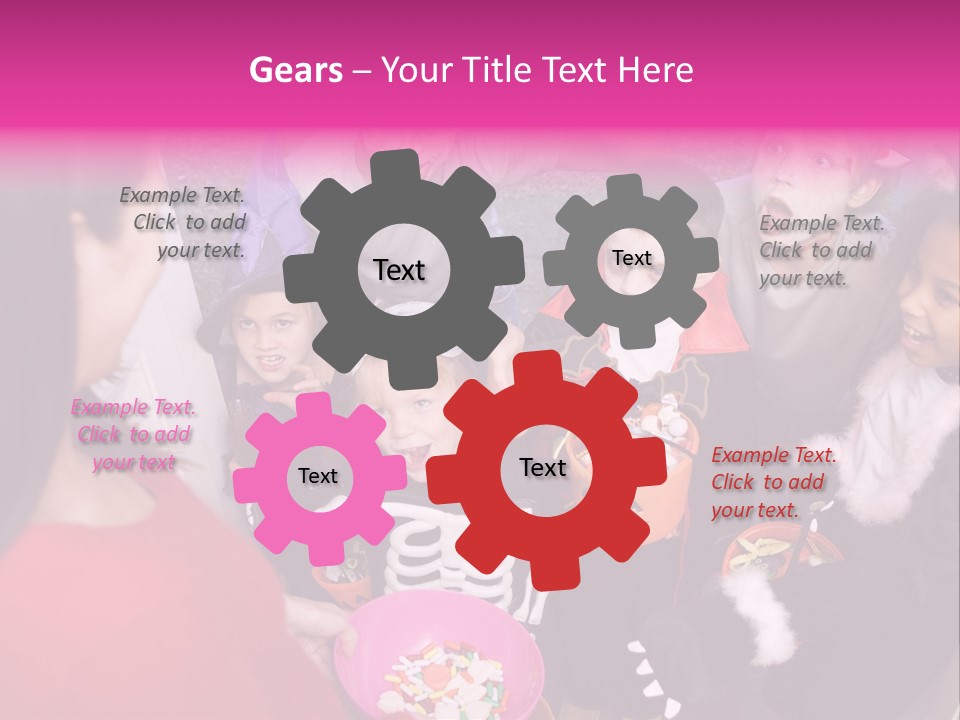 Six Children In Costumes Trick Or Treating At Woman's House PowerPoint Template