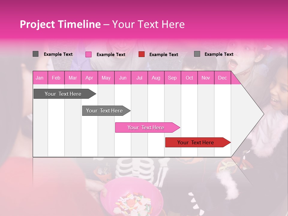 Six Children In Costumes Trick Or Treating At Woman's House PowerPoint Template