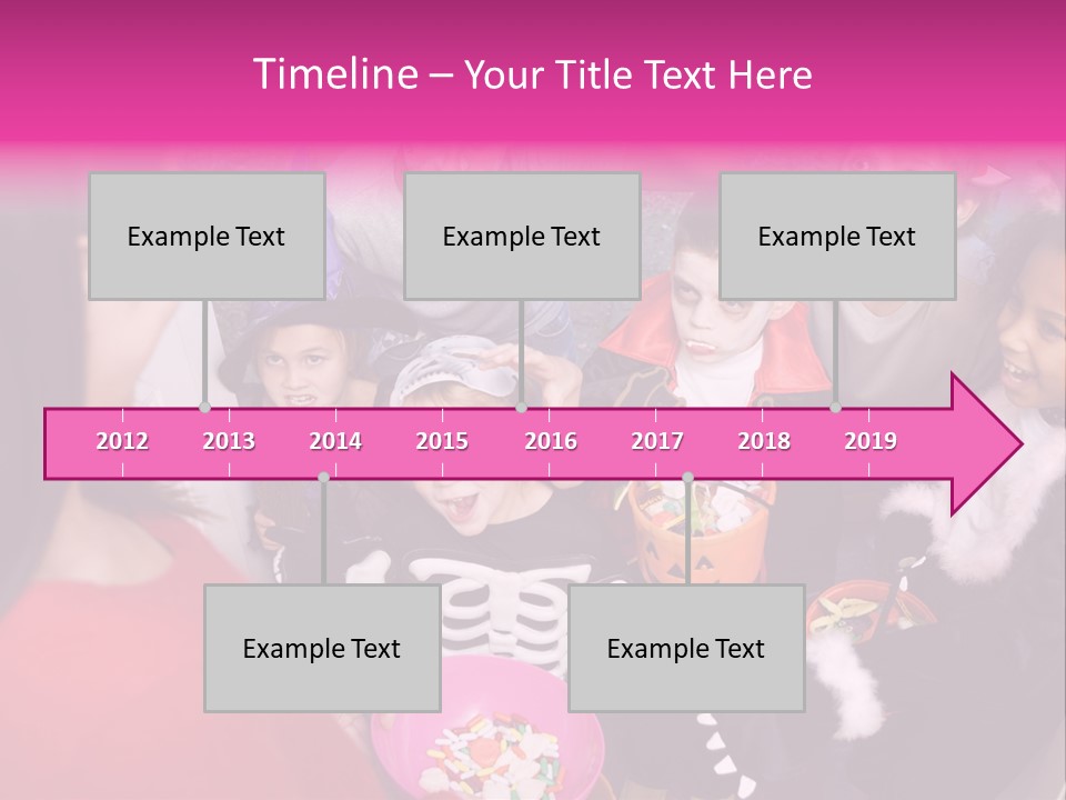 Six Children In Costumes Trick Or Treating At Woman's House PowerPoint Template