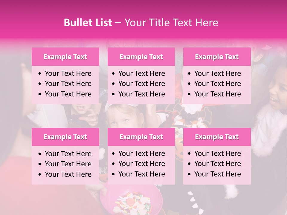 Six Children In Costumes Trick Or Treating At Woman's House PowerPoint Template