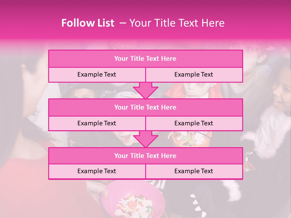 Six Children In Costumes Trick Or Treating At Woman's House PowerPoint Template