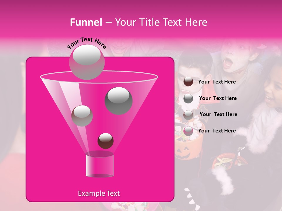 Six Children In Costumes Trick Or Treating At Woman's House PowerPoint Template