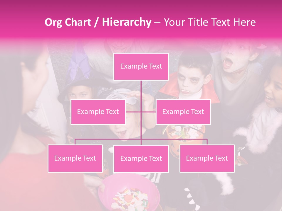 Six Children In Costumes Trick Or Treating At Woman's House PowerPoint Template