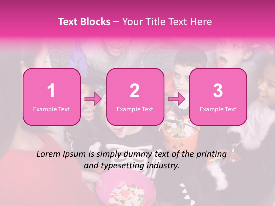 Six Children In Costumes Trick Or Treating At Woman's House PowerPoint Template