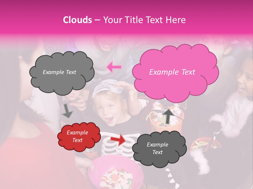 Six Children In Costumes Trick Or Treating At Woman's House PowerPoint Template