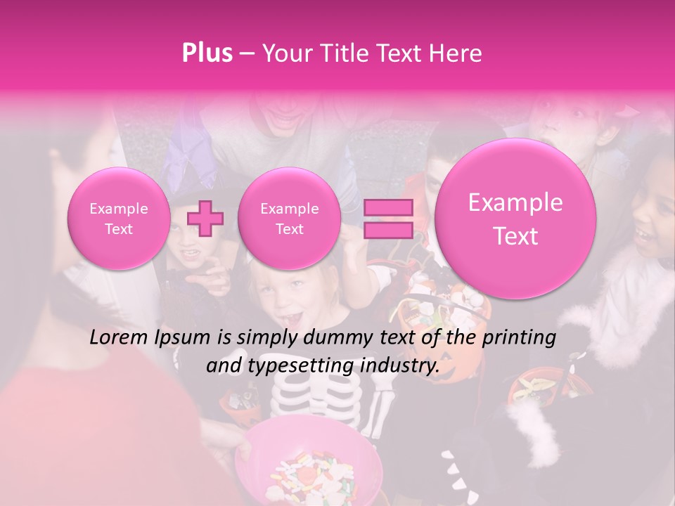 Six Children In Costumes Trick Or Treating At Woman's House PowerPoint Template