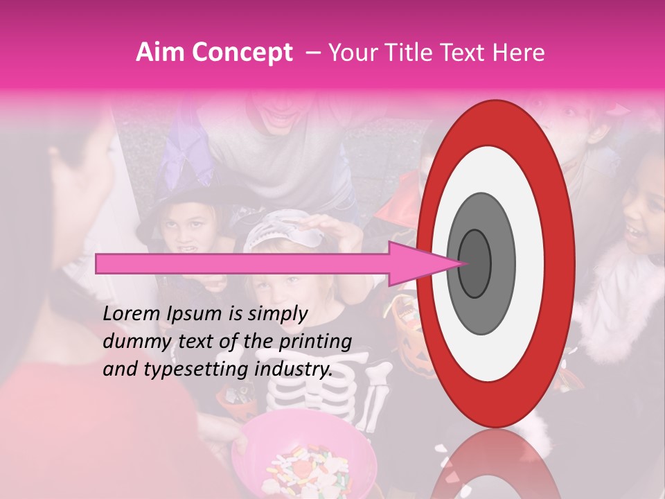 Six Children In Costumes Trick Or Treating At Woman's House PowerPoint Template