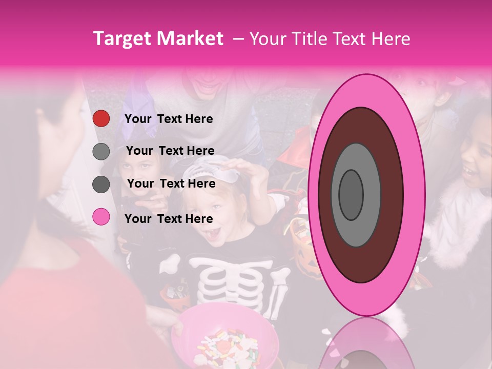 Six Children In Costumes Trick Or Treating At Woman's House PowerPoint Template