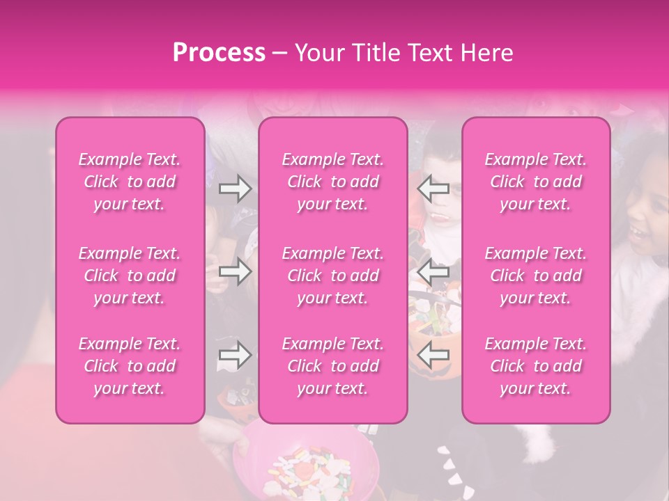 Six Children In Costumes Trick Or Treating At Woman's House PowerPoint Template