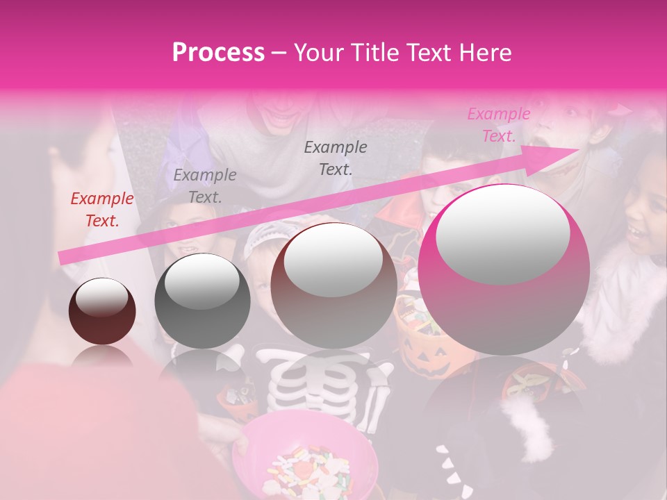 Six Children In Costumes Trick Or Treating At Woman's House PowerPoint Template