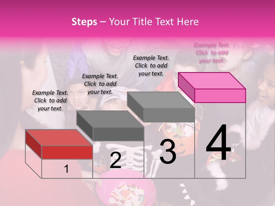 Six Children In Costumes Trick Or Treating At Woman's House PowerPoint Template