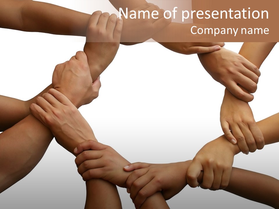 Ring Of Hands Giving A Teamwork Theme PowerPoint Template