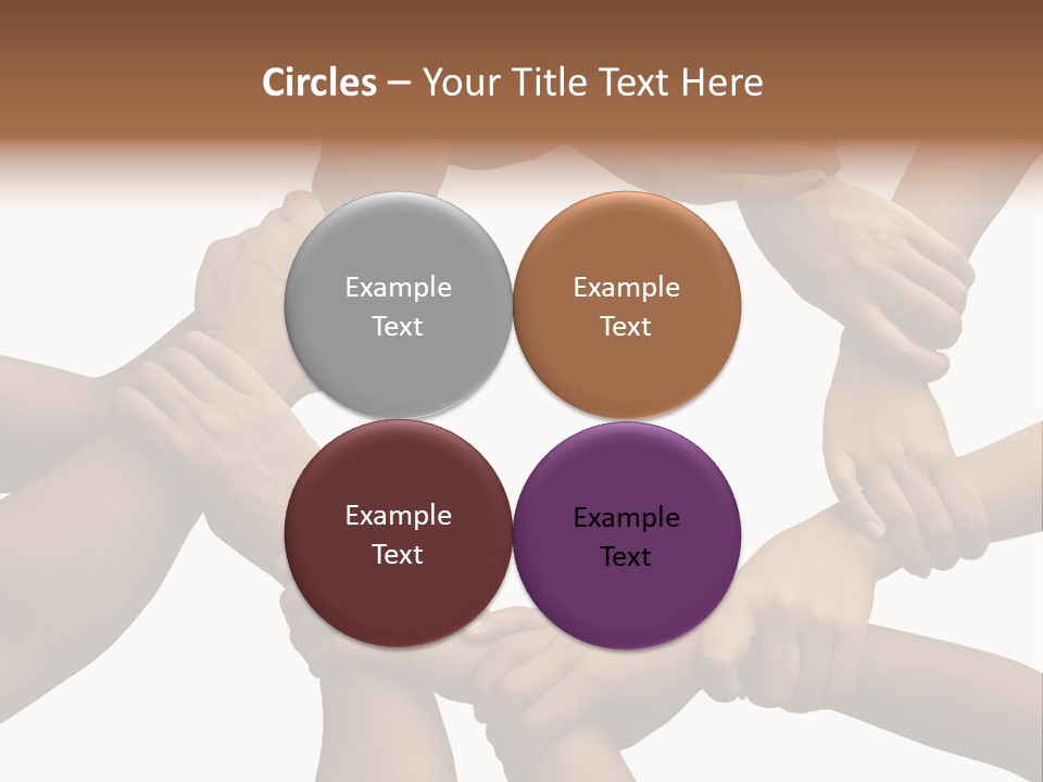 Ring Of Hands Giving A Teamwork Theme PowerPoint Template