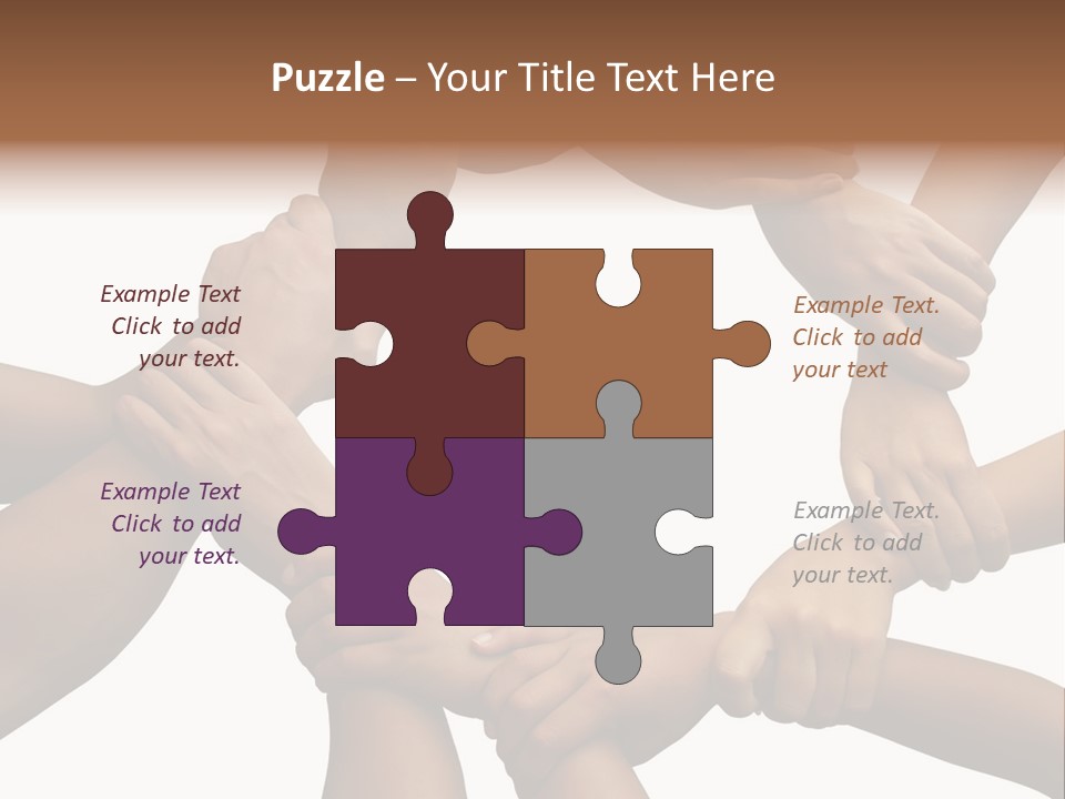 Ring Of Hands Giving A Teamwork Theme PowerPoint Template