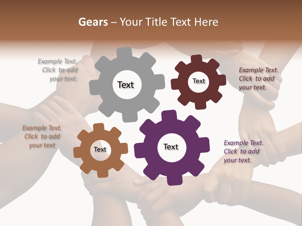 Ring Of Hands Giving A Teamwork Theme PowerPoint Template