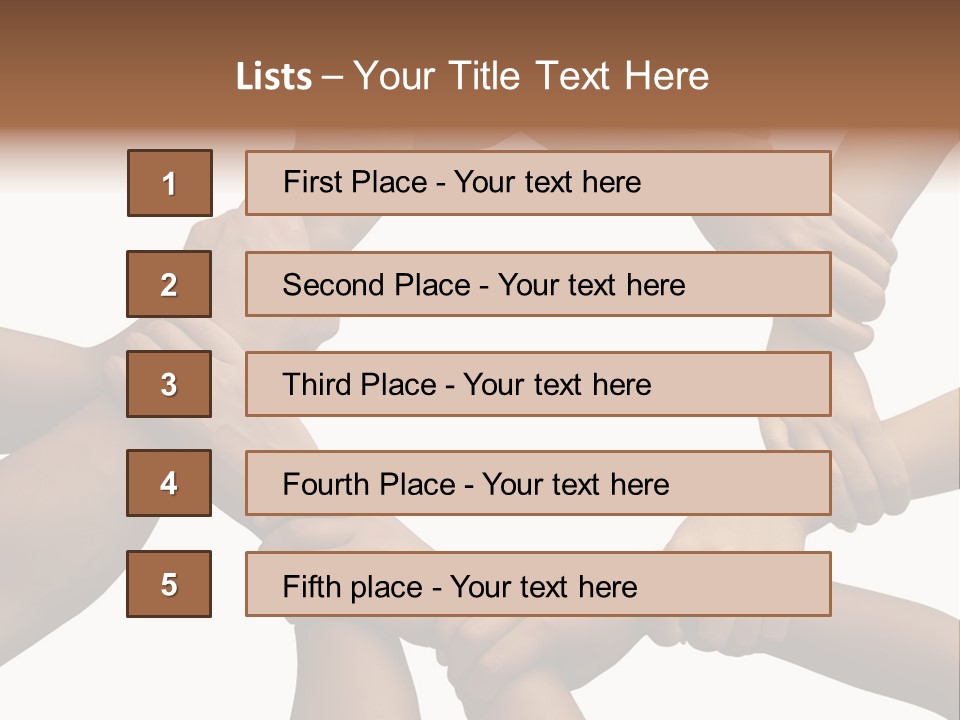 Ring Of Hands Giving A Teamwork Theme PowerPoint Template