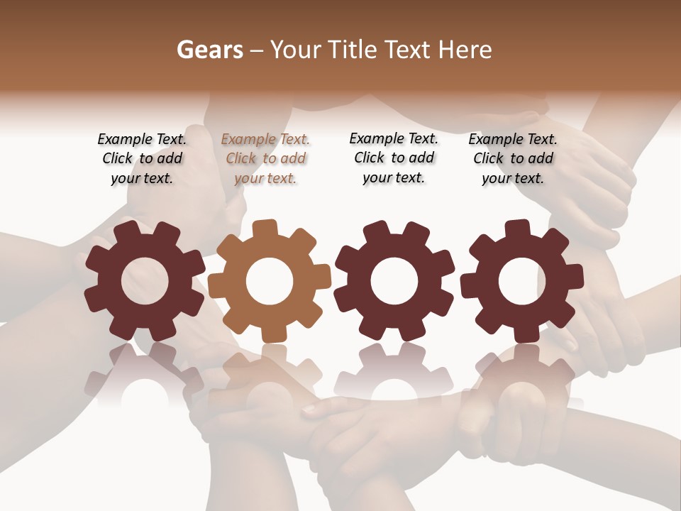 Ring Of Hands Giving A Teamwork Theme PowerPoint Template